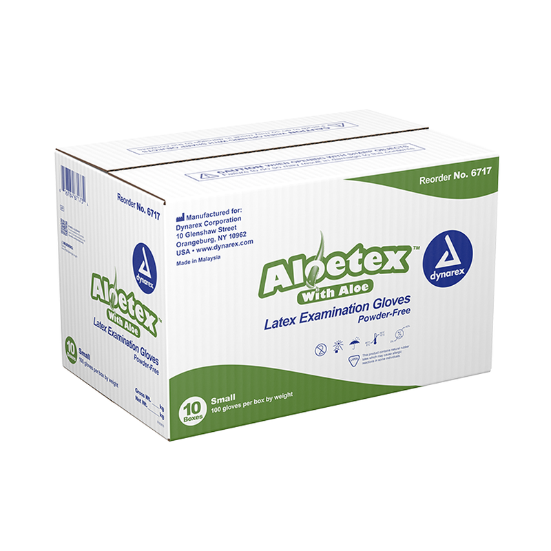 dynarex aloetex latex exam gloves with aloe powder free