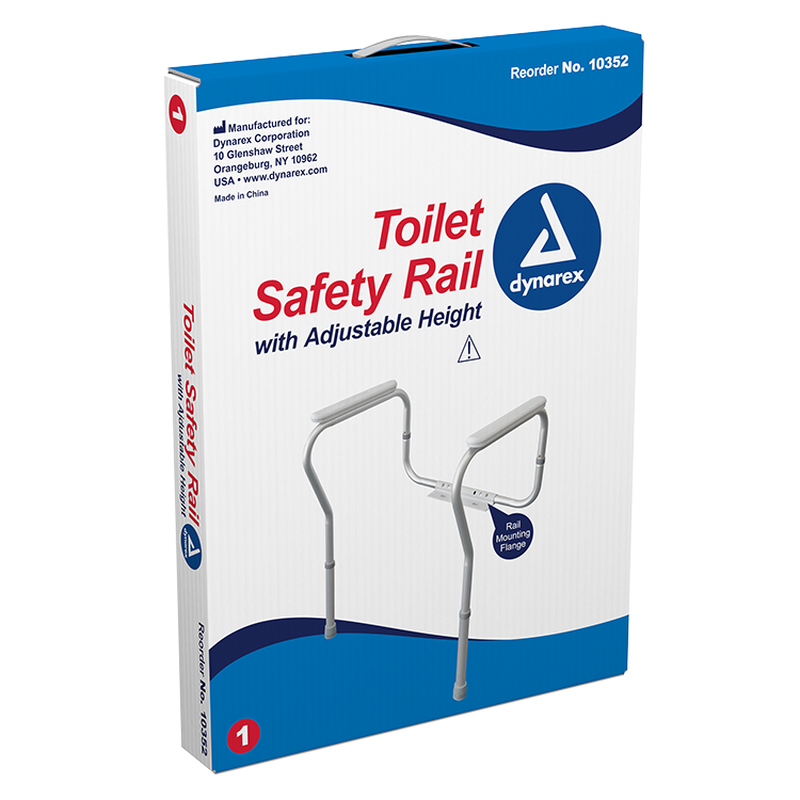 Dynarex Adjustable Height Toilet Safety Rail - Boost bathroom safety with this sturdy, height-adjustable rail designed for seniors, providing essential support and stability.