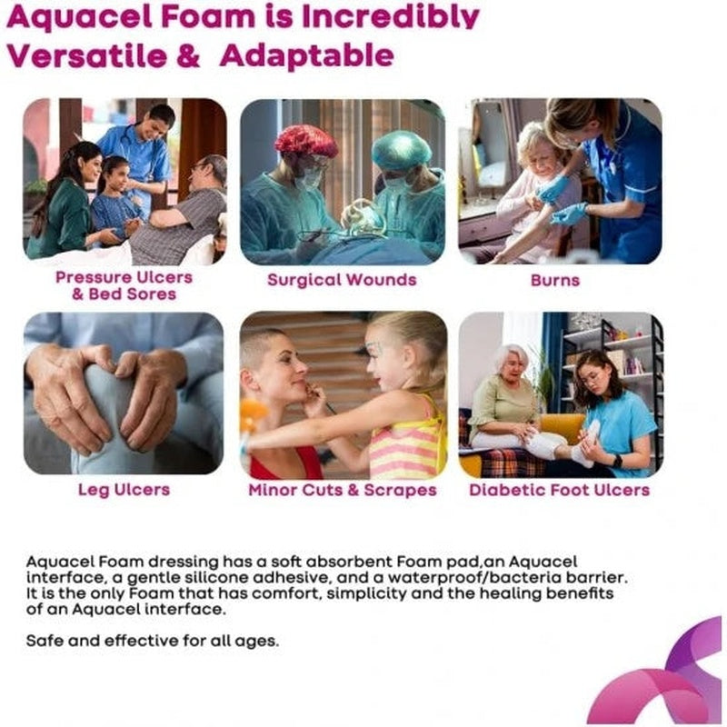Foam Dressing Aquacel 4 X 4 Inch Without Border Waterproof Film Backing Nonadhesive Square Sterile, Packaging Type- Box
