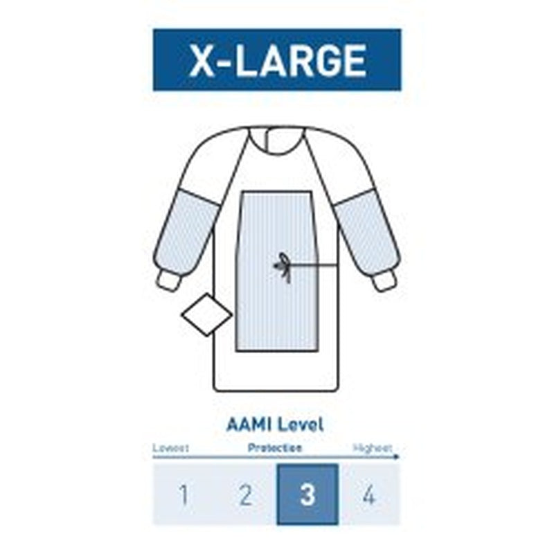 Protective Procedure Gown Halyard Basics X-Large Yellow NonSterile AAMI Level 2 Disposable | 10BG/Case)