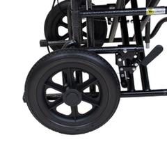 heavy-duty 22x16 bariatric transport wheelchair angled perspective