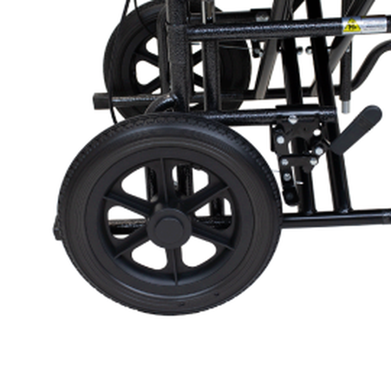 heavy-duty 22x16 bariatric transport wheelchair angled perspective