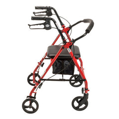 Drive Medical Knocked-down Steel Rollator For Seniors and Elders, Wheel size 6inches With Height Adjustable 31" -36", Weight Capacity 350lbs, Red, R800KDRD