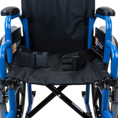 Compact 14 inch pediatric wheelchair folded for storage