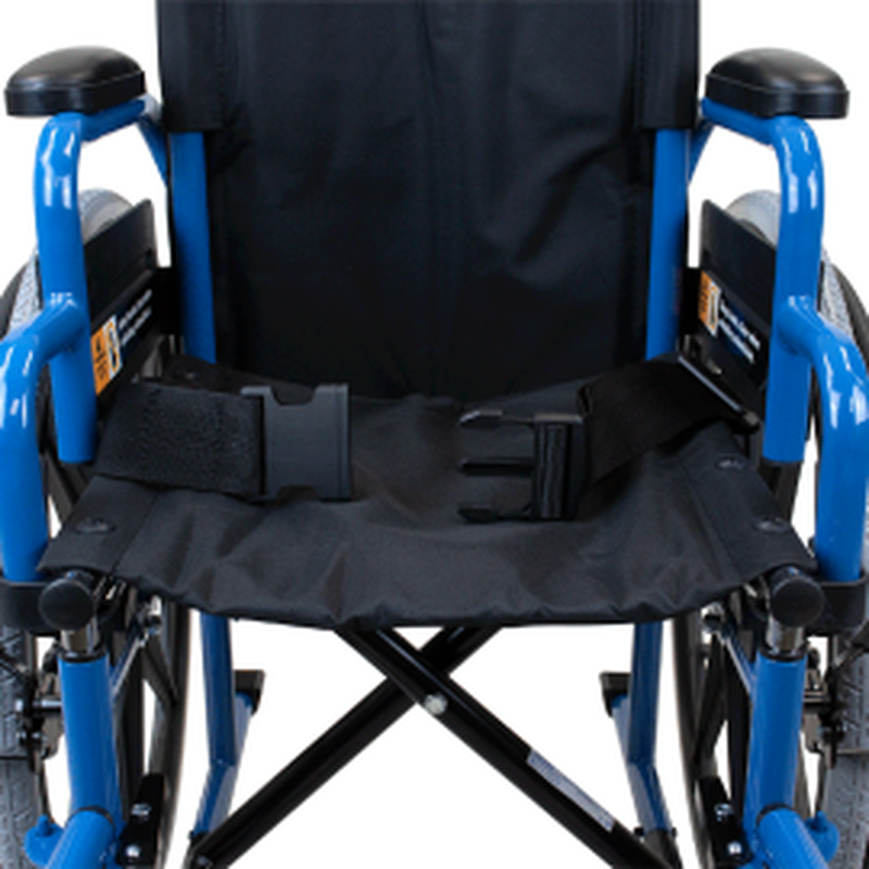 Compact 14 inch pediatric wheelchair folded for storage