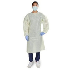 Protective Procedure Gown Halyard Basics X-Large Yellow NonSterile AAMI Level 2 Disposable | 10BG/Case)