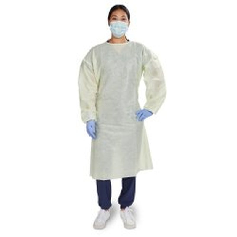 Protective Procedure Gown Halyard Basics X-Large Yellow NonSterile AAMI Level 2 Disposable | 10BG/Case)