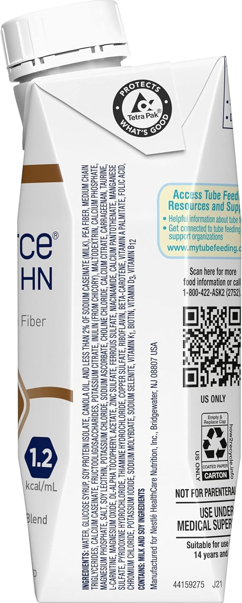 tube feeding formula fibersource hn unflavored liquid 250 ml carton packaging type case