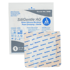 dynarex siligentle ag silver silicone foam dressing