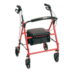 Drive Medical Knocked-down Steel Rollator For Seniors and Elders, Wheel size 6inches With Height Adjustable 31" -36", Weight Capacity 350lbs, Red, R800KDRD