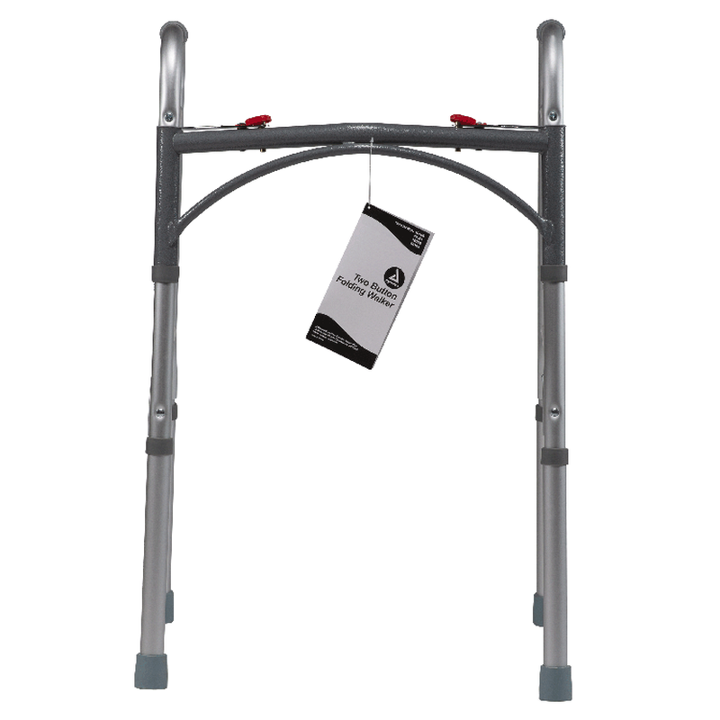Dynarex Two Button Folding Walker - Lightweight, Adjustable Mobility Aid for Enhanced Stability and Support. Perfect for Seniors and Rehabilitation Use.