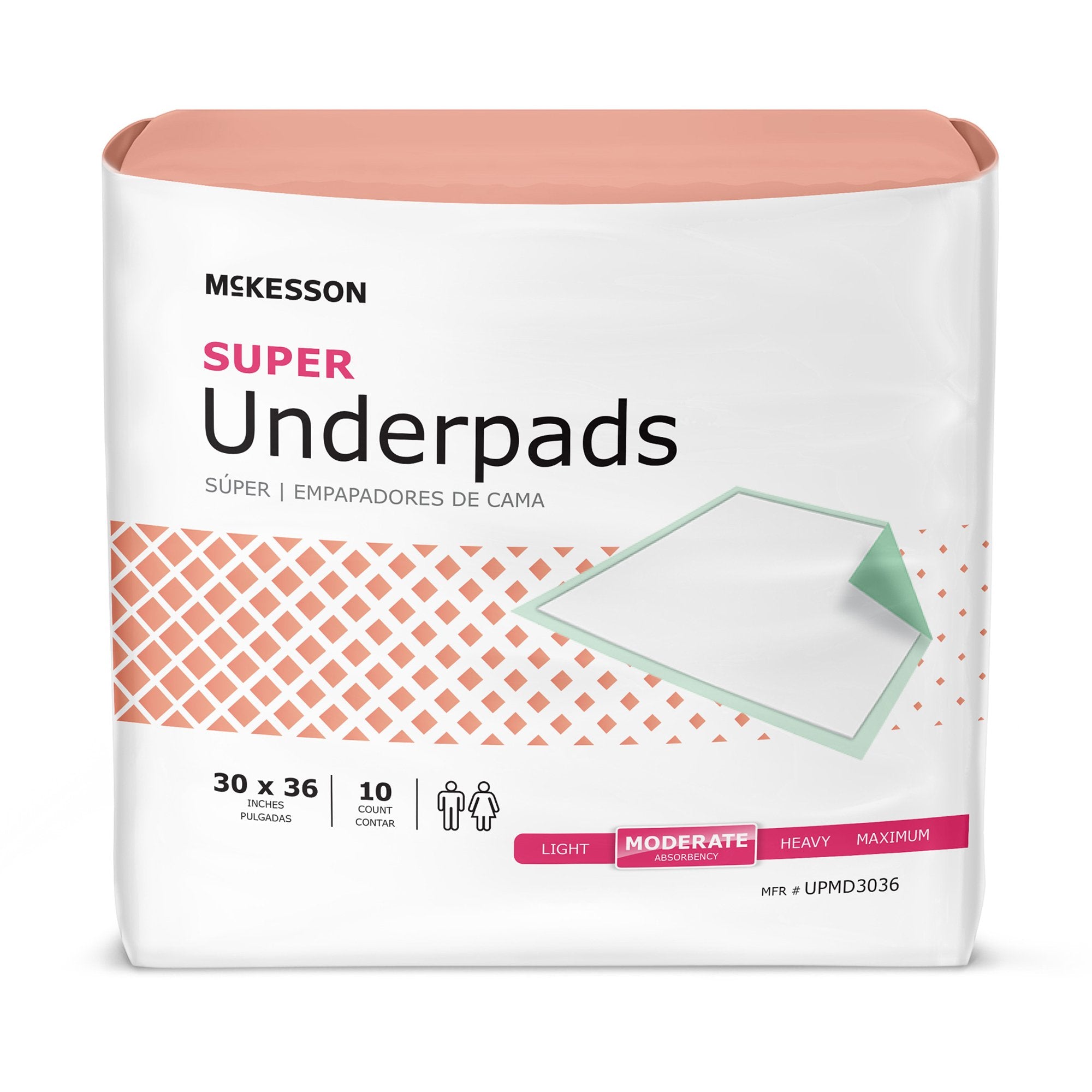 Disposable Underpad McKesson Super 30 X 36 Inch Fluff / Polymer Moderate Absorbency, Packaging Type- Case