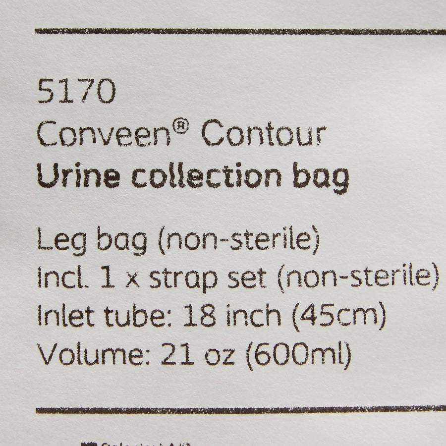 urinary leg bag conveen® security anti reflux valve nonsterile 600 ml polyethylene flocked
