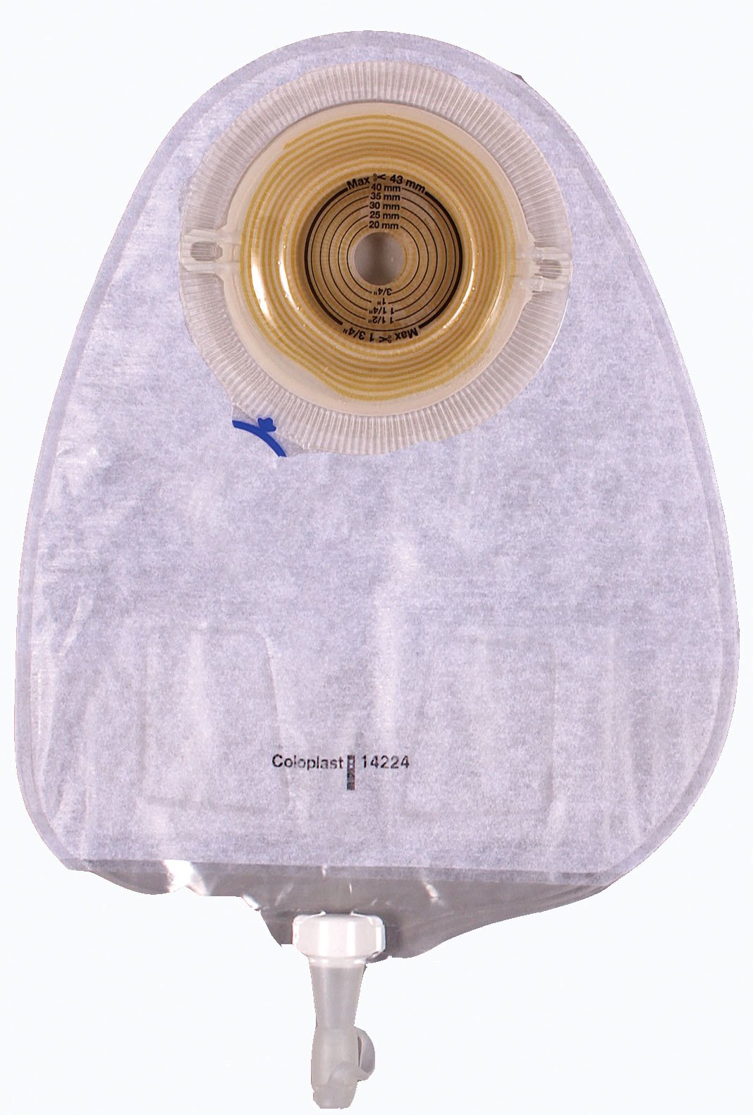 Urostomy Pouch Assura New Generation One Piece System 10 3/4 Inch Length, Maxi Flat, Trim to Fit 3/8 to 2 1/4 Inch Stoma Drainable