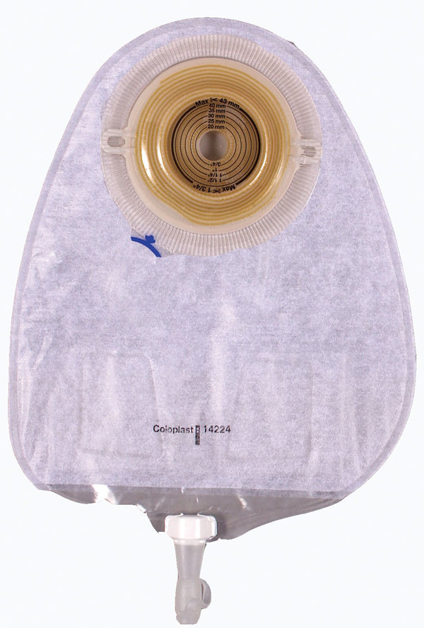 Urostomy Pouch Assura New Generation One Piece System 10 3/4 Inch Length, Maxi Flat, Trim to Fit 3/8 to 2 1/4 Inch Stoma Drainable