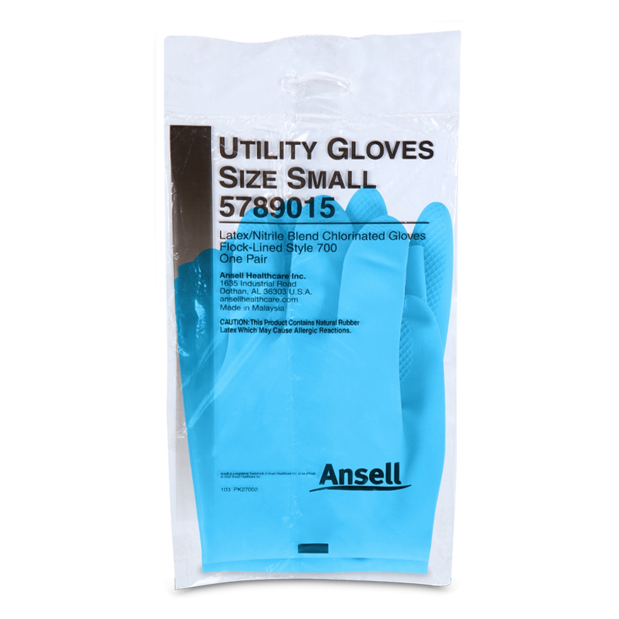 Utility Glove Small Flock Lined Latex / Nitrile Blue 13 Inch Straight Cuff NonSterile
