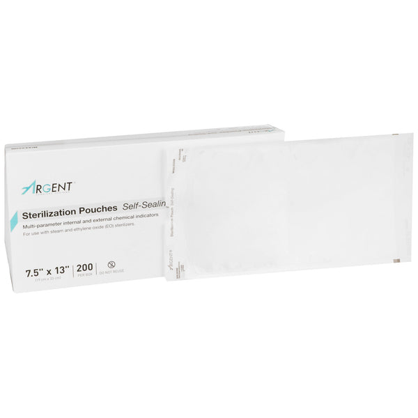 Sterilization Pouch McKesson Argent Sure Check Ethylene Oxide (EO) Gas / Steam 7 1/2 X 13 Inch Transparent / Blue Self Seal Paper / Film