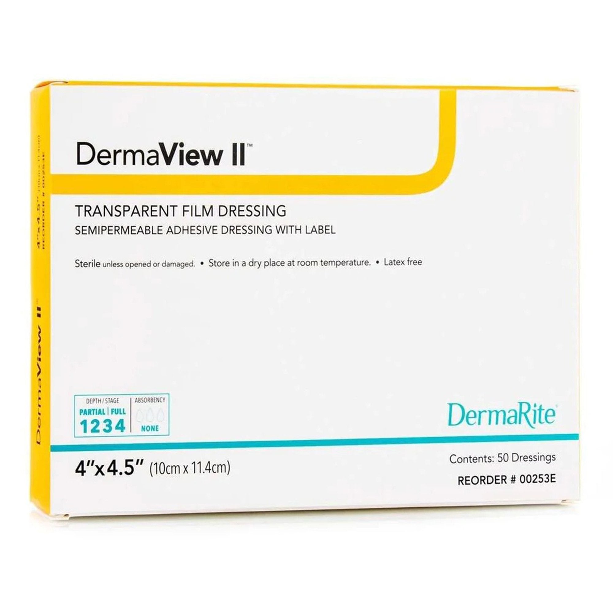 Transparent Film Dressing DermaView II™ 4 X 4-1/2 Inch Frame Style Delivery Rectangle Sterile