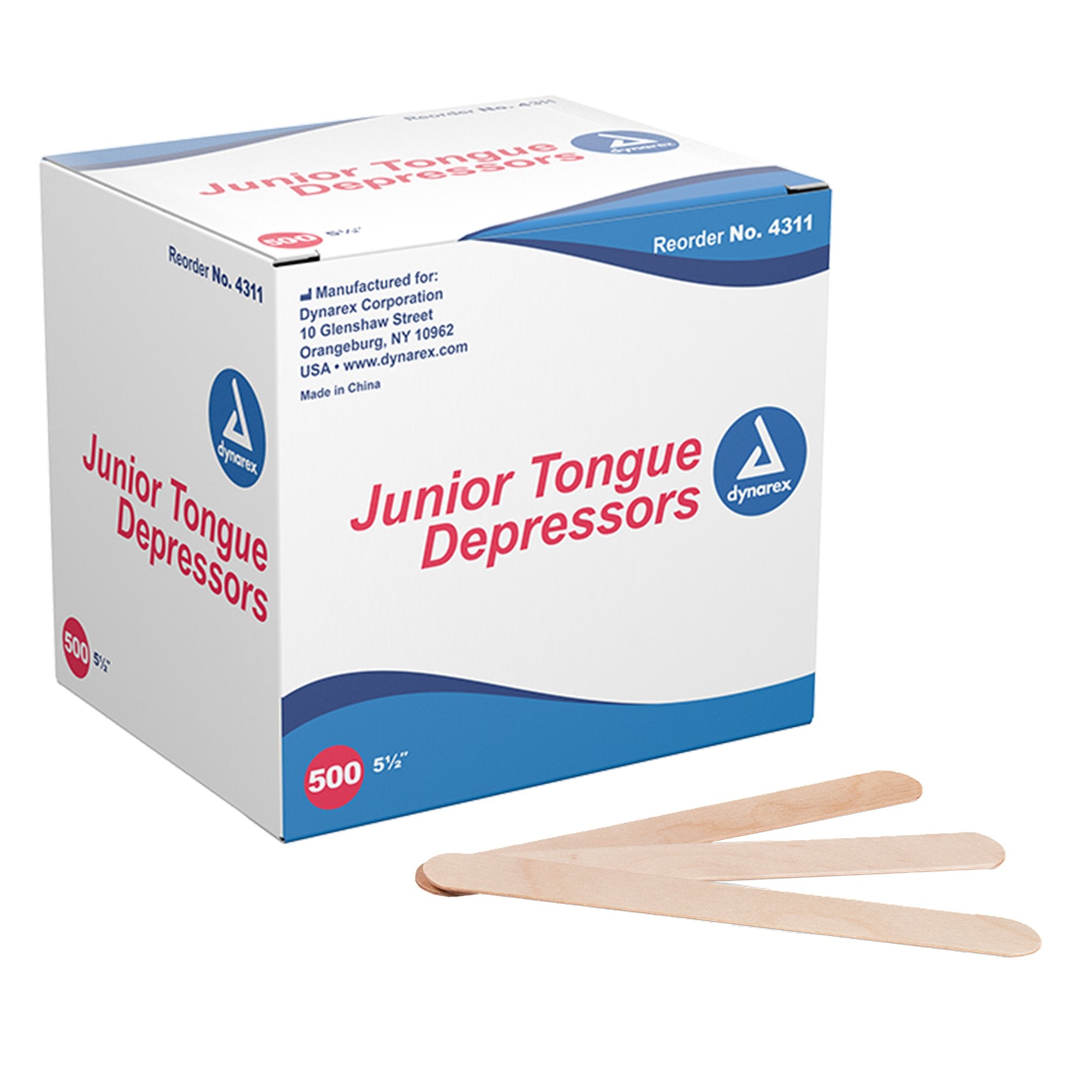 Tongue Depressor dynarex 5-1/2 Inch Length Wood Junior, Packaging Type- Box