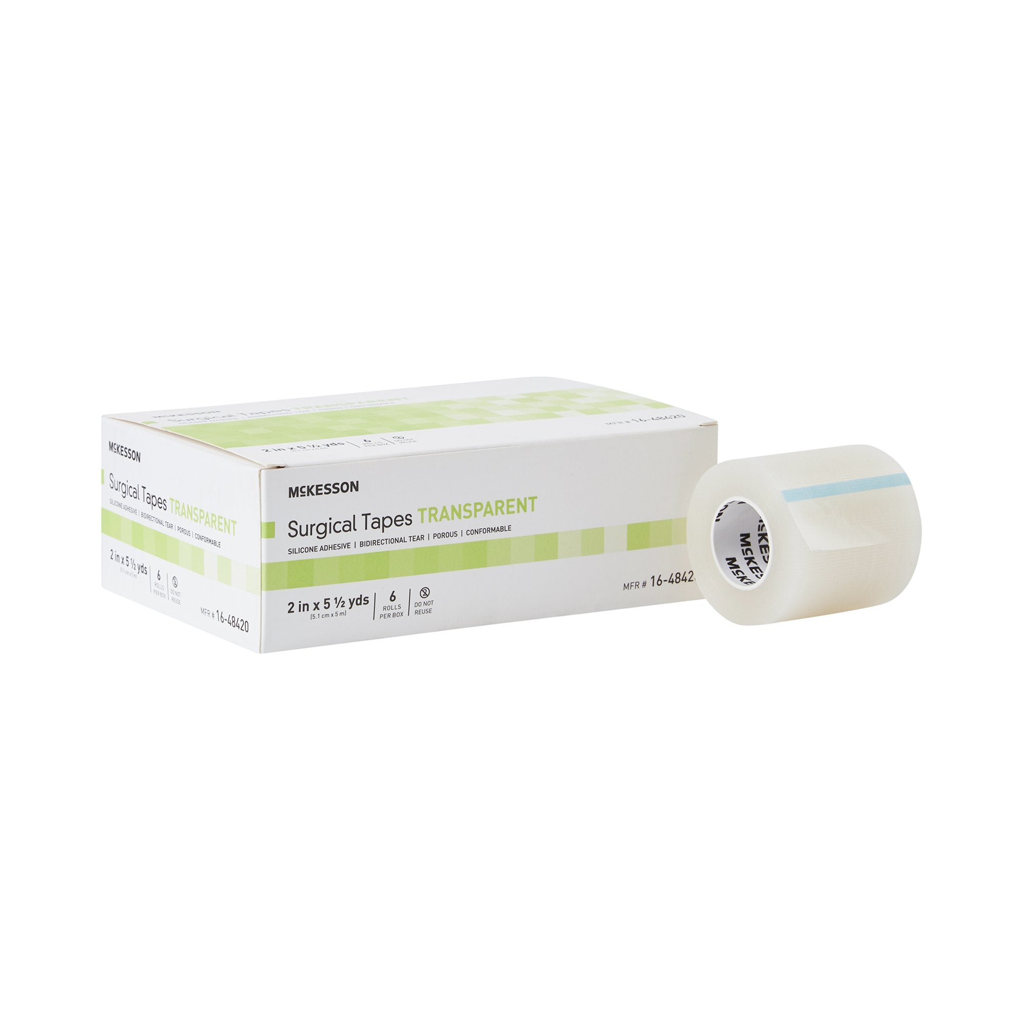 Medical Tape McKesson Transparent 2 Inch X 5-1/2 Yard Plastic / Silicone NonSterile, Packaging Type- Box