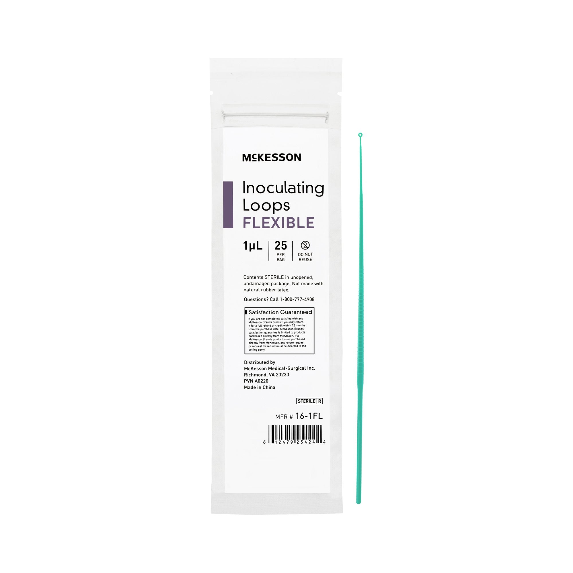 Inoculating Loop McKesson 1 µL High Impact Polystyrene Integrated Handle Sterile, Packaging Type- Case