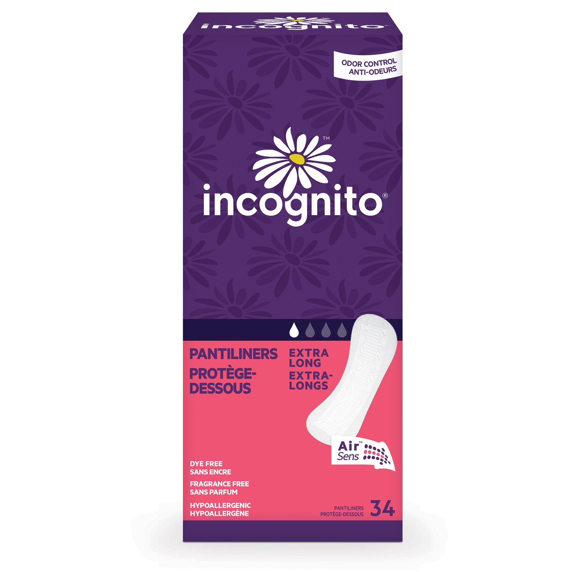 Panty Liner Incognito Extra Long Light Absorbency, Packaging Type- Case