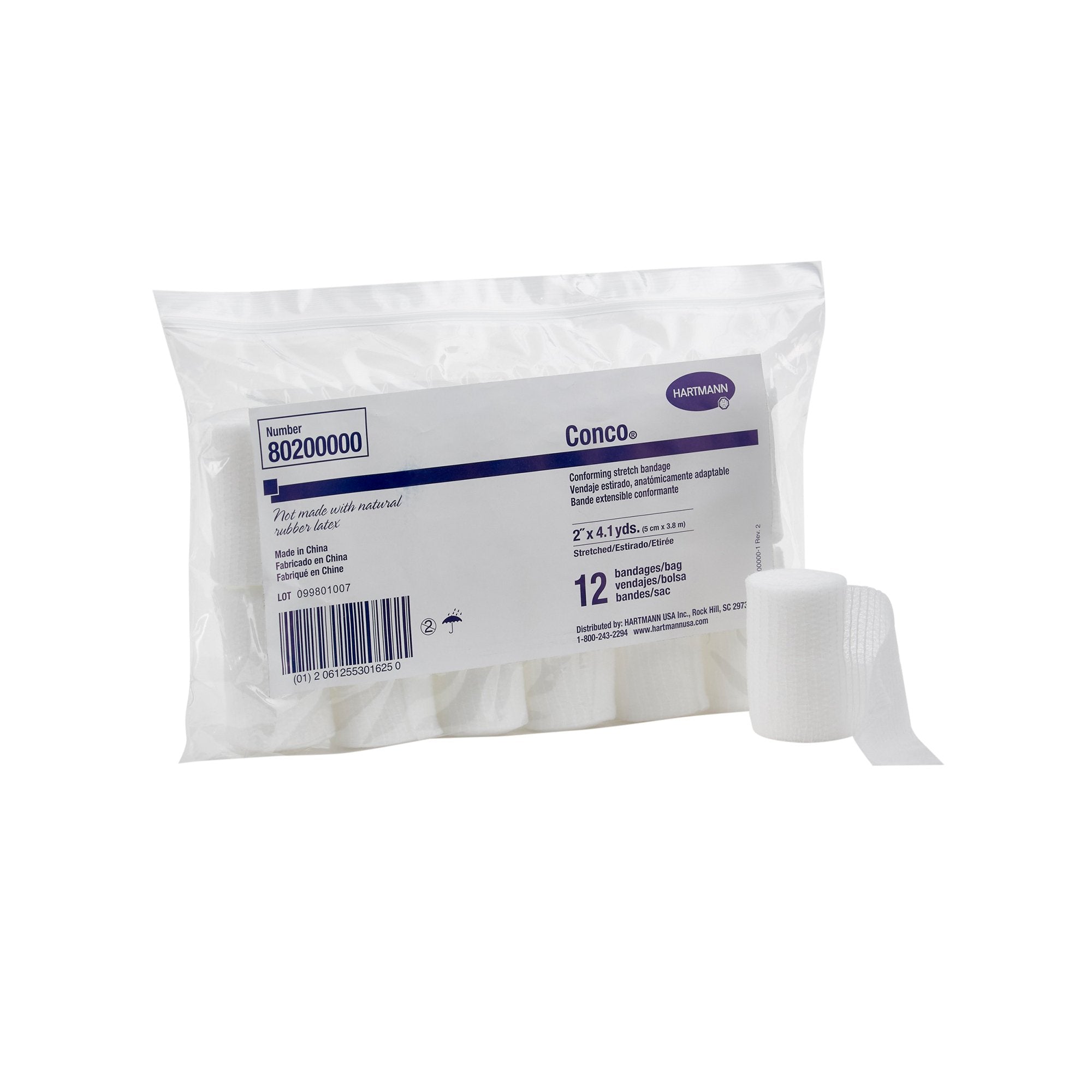 Conforming Bandage Conco 2 Inch X 4-1/10 Yard 1-Ply NonSterile 12 per Pack, Packaging Type- Case