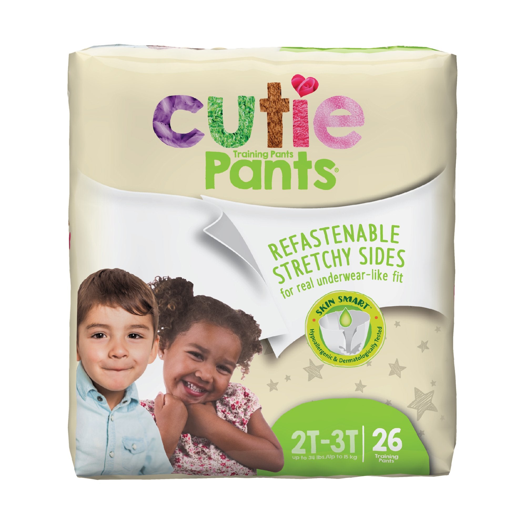 Unisex Toddler Training Pants Cutie Pants Pull On with Tear Away Seams Size 2T to 3T Disposable Heavy Absorbency, Packaging Type- Case