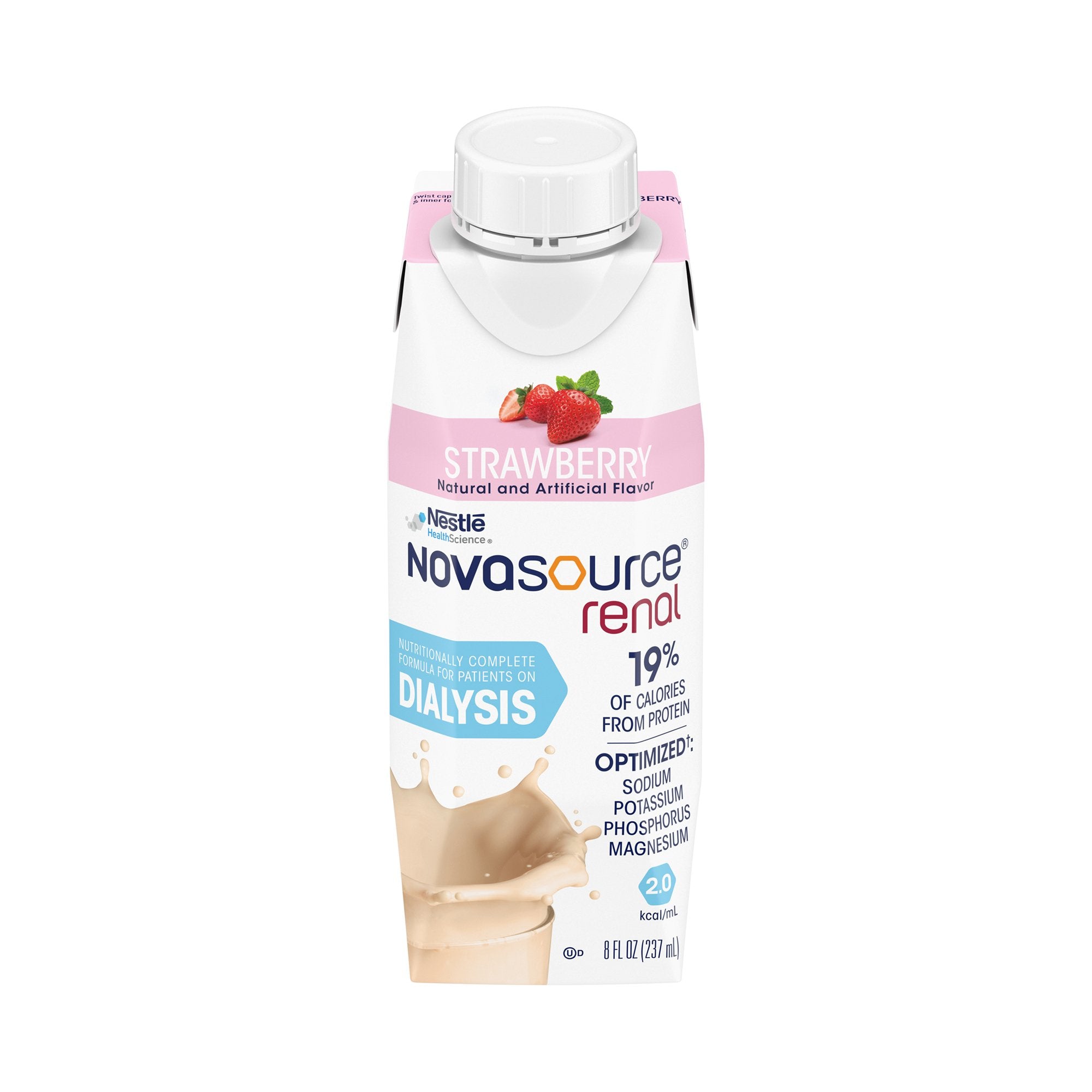 Oral Supplement Novasource® Renal Strawberry Flavor Liquid 8 oz. Carton