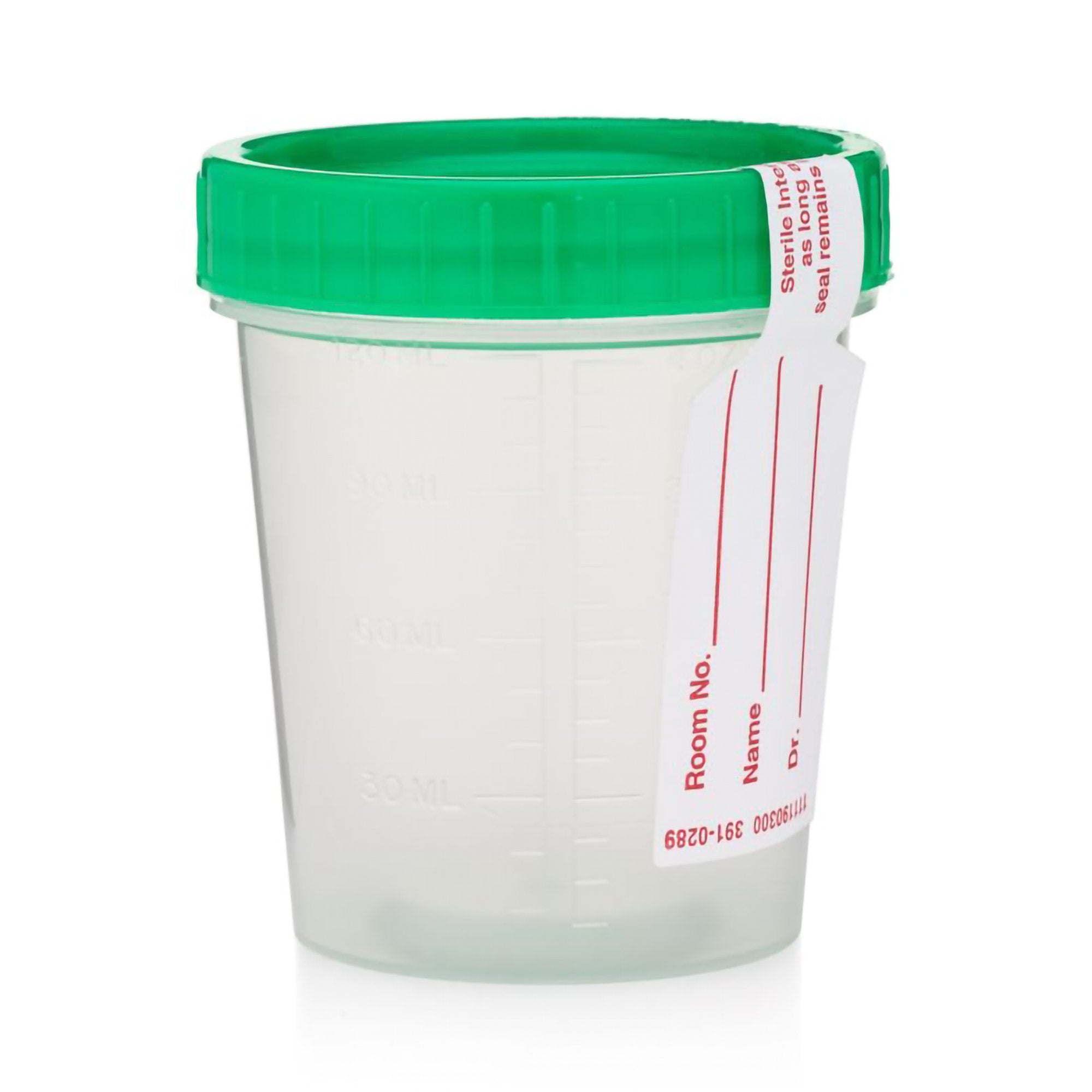 Specimen Container 120 mL (4 oz.) Screw Cap Patient Information Sterile, Packaging Type- Case