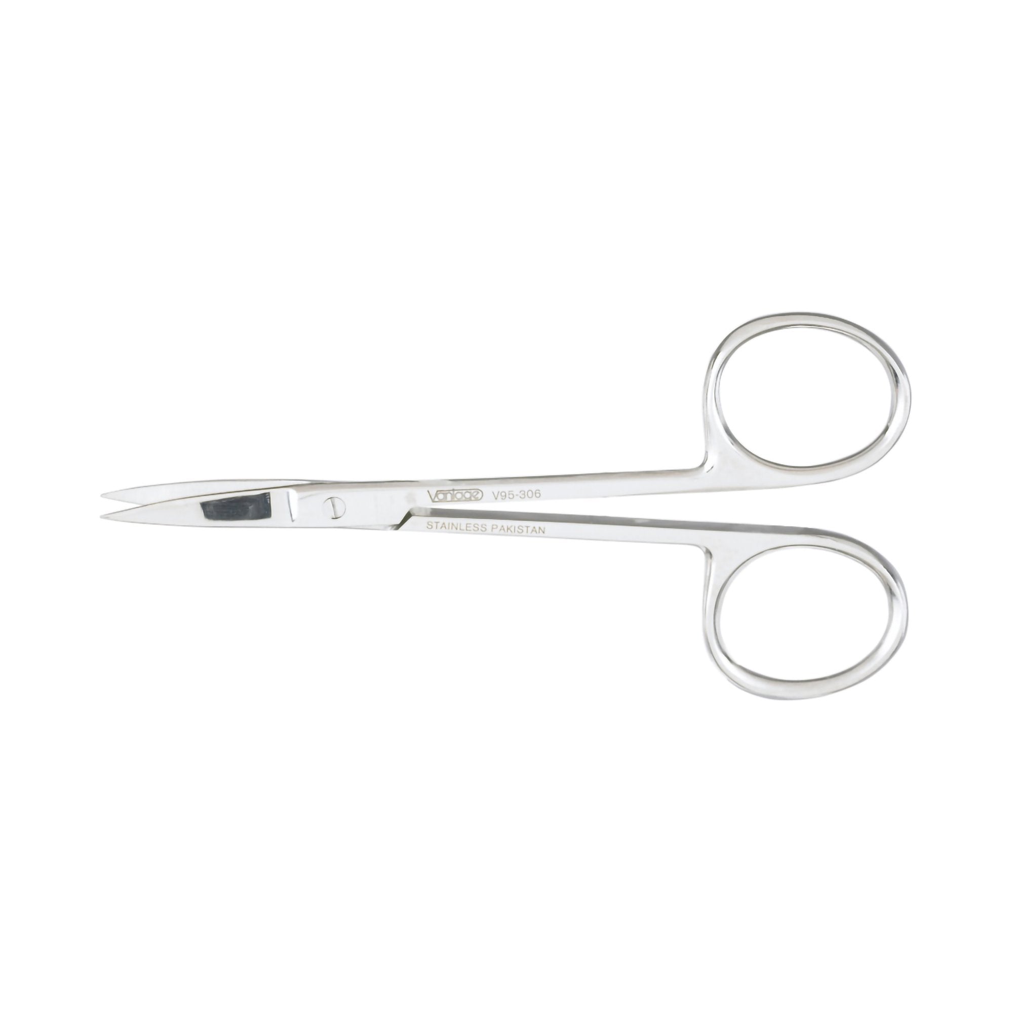Iris Scissors Vantage 4 1/8 Inch Length Office Grade Stainless Steel Curved Sharp Tip / Sharp Tip