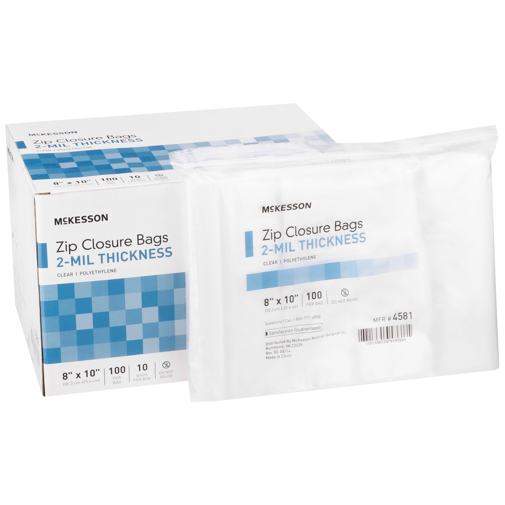 Reclosable Bag McKesson 8 X 10 Inch Polyethylene Clear Zipper Closure, Packaging Type- Box