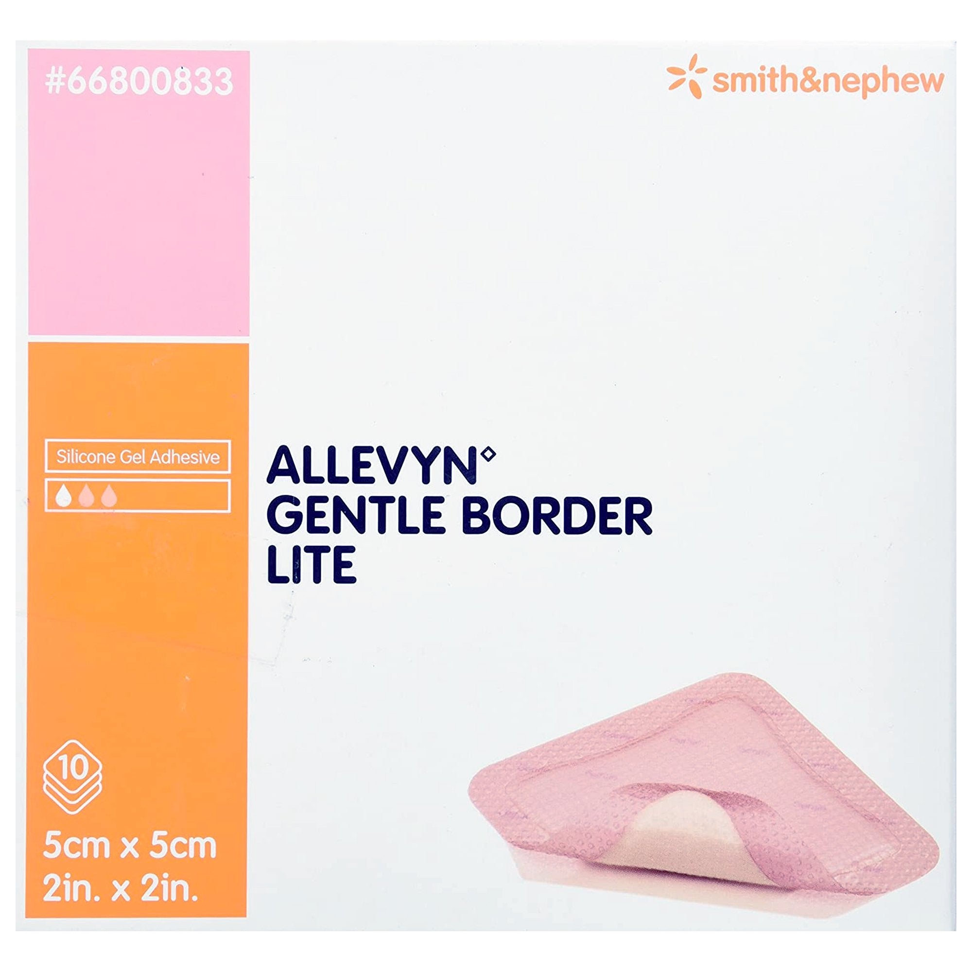 Thin Foam Dressing Allevyn Gentle Border Lite 2 X 2 Inch With Border Film Backing Silicone Gel Adhesive Square Sterile