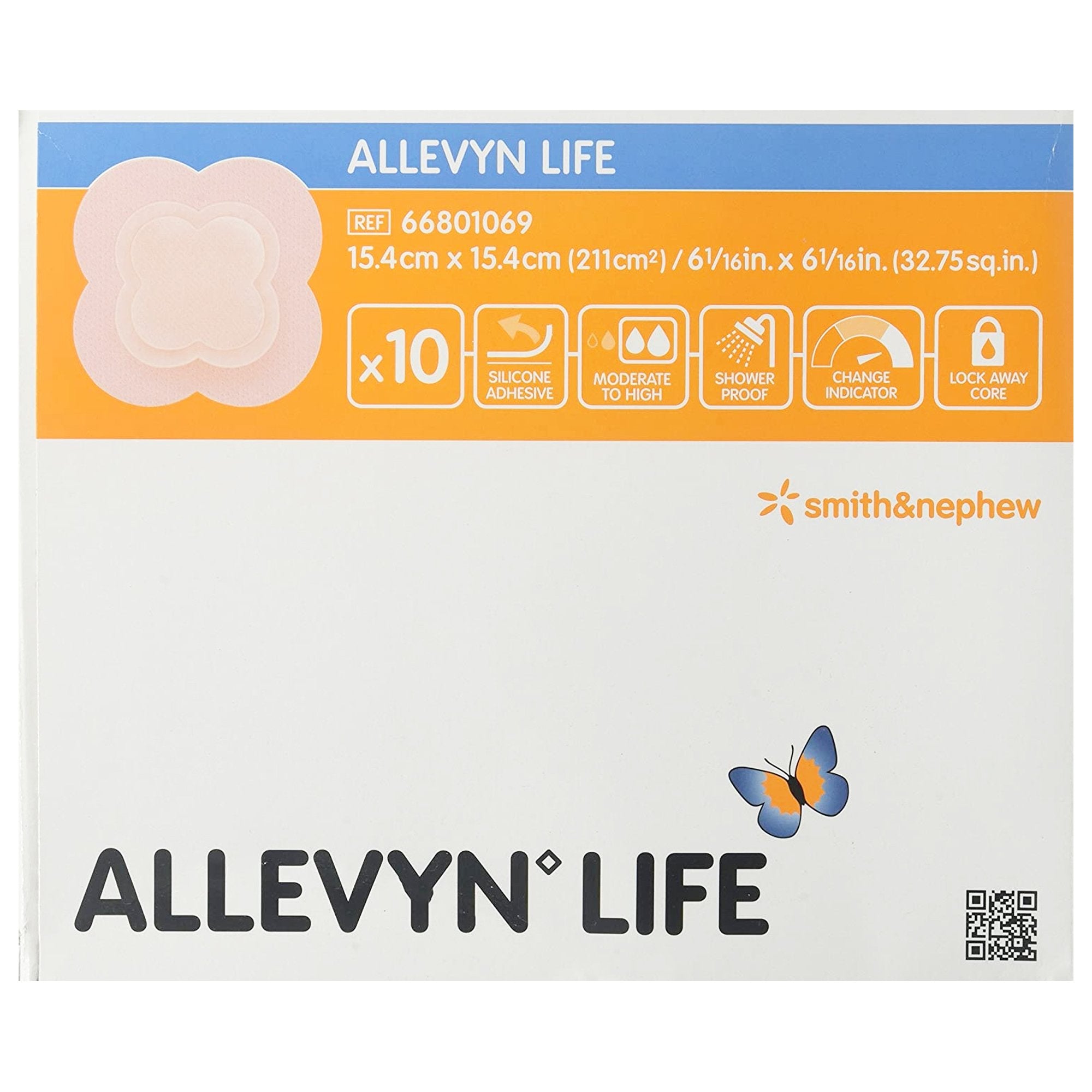 Foam Dressing Allevyn Life 6-1/16 X 6-1/16 Inch With Border Film Backing Silicone Gel Adhesive Quadrilobe Sterile - All Care Store