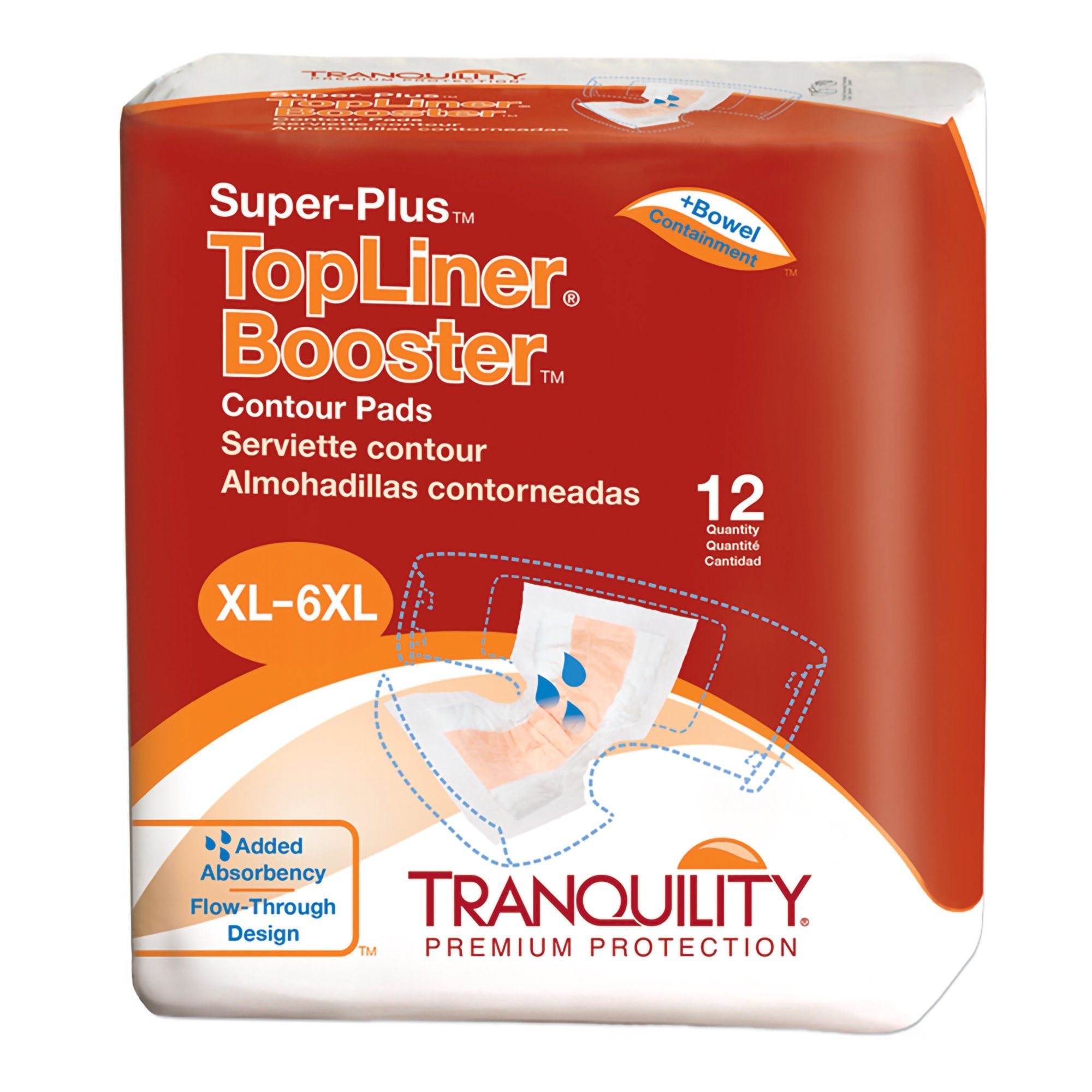 Booster Pad Tranquility Top Liner Contour 14 X 32 Inch Heavy Absorbency Super Absorbent Core One Size Fits Most, Packaging Type- Case