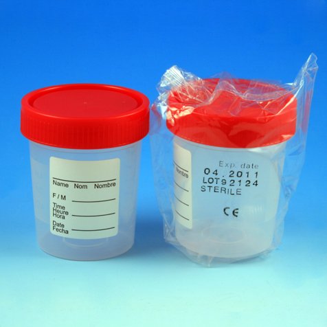 Specimen Container 2-1/4 X 2-7/8 Inch 120 mL (4 oz.) Screw Cap Patient Information Sterile, Packaging Type- Case