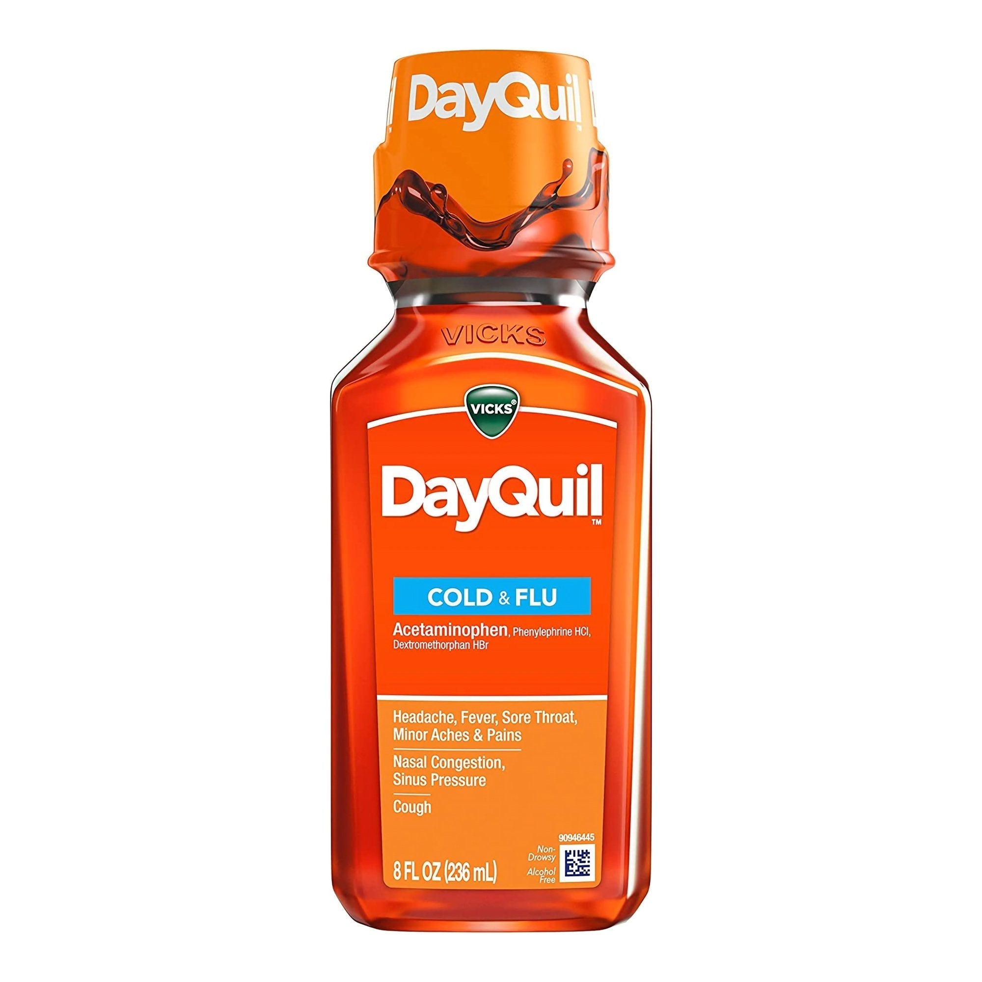 Cold and Cough Relief DayQuil Cold & Flu 325 mg   10 mg   5 mg / 15 mL Strength Liquid 8 oz.