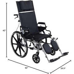 Drive Medical Viper Gt Wheelchair with Flip Back Rem Full Arms and swing-away foot rests ,24-inch composite Wheels ,300 lbs Weight Capacity ,18"w*16"d ,10960B