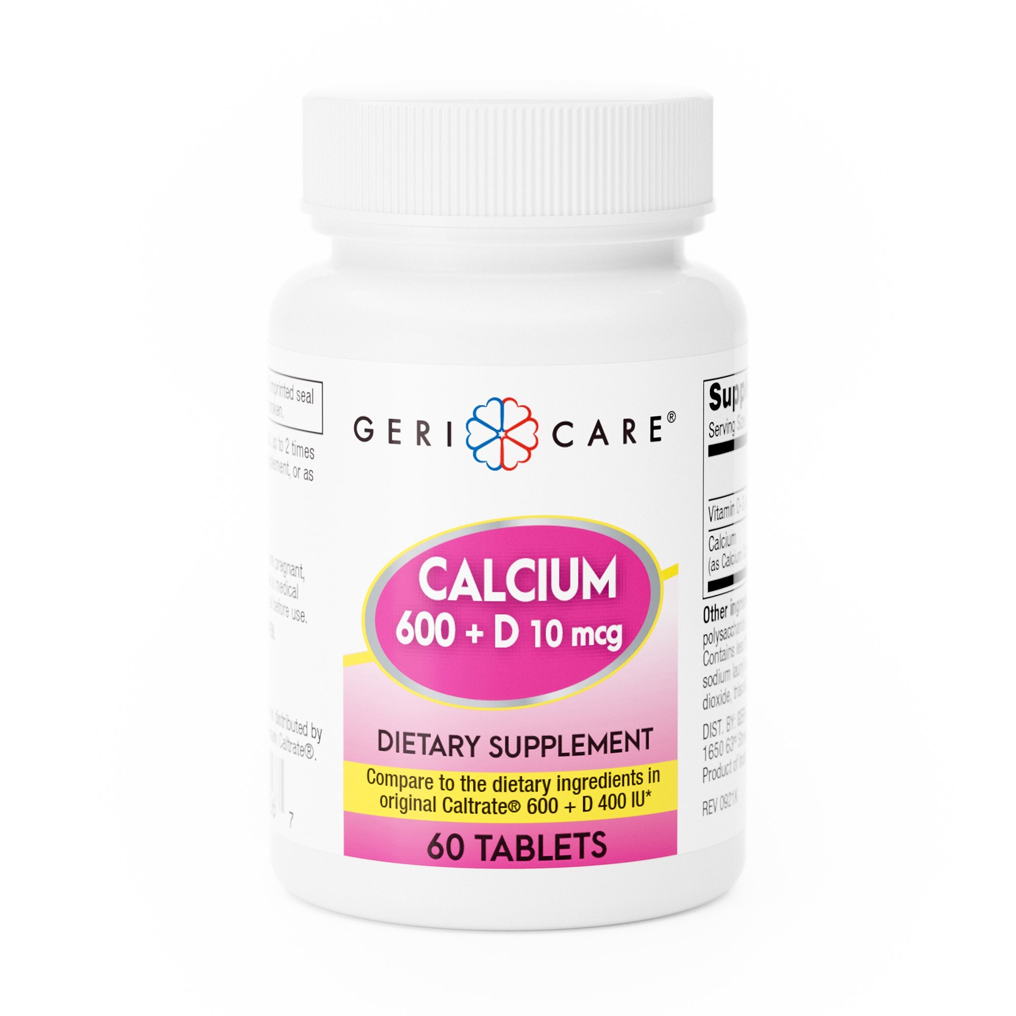 Joint Health Supplement Geri-Care Calcium / Vitamin D 600 mg - 400 IU Strength Tablet 60 per Bottle, Packaging Type- Case