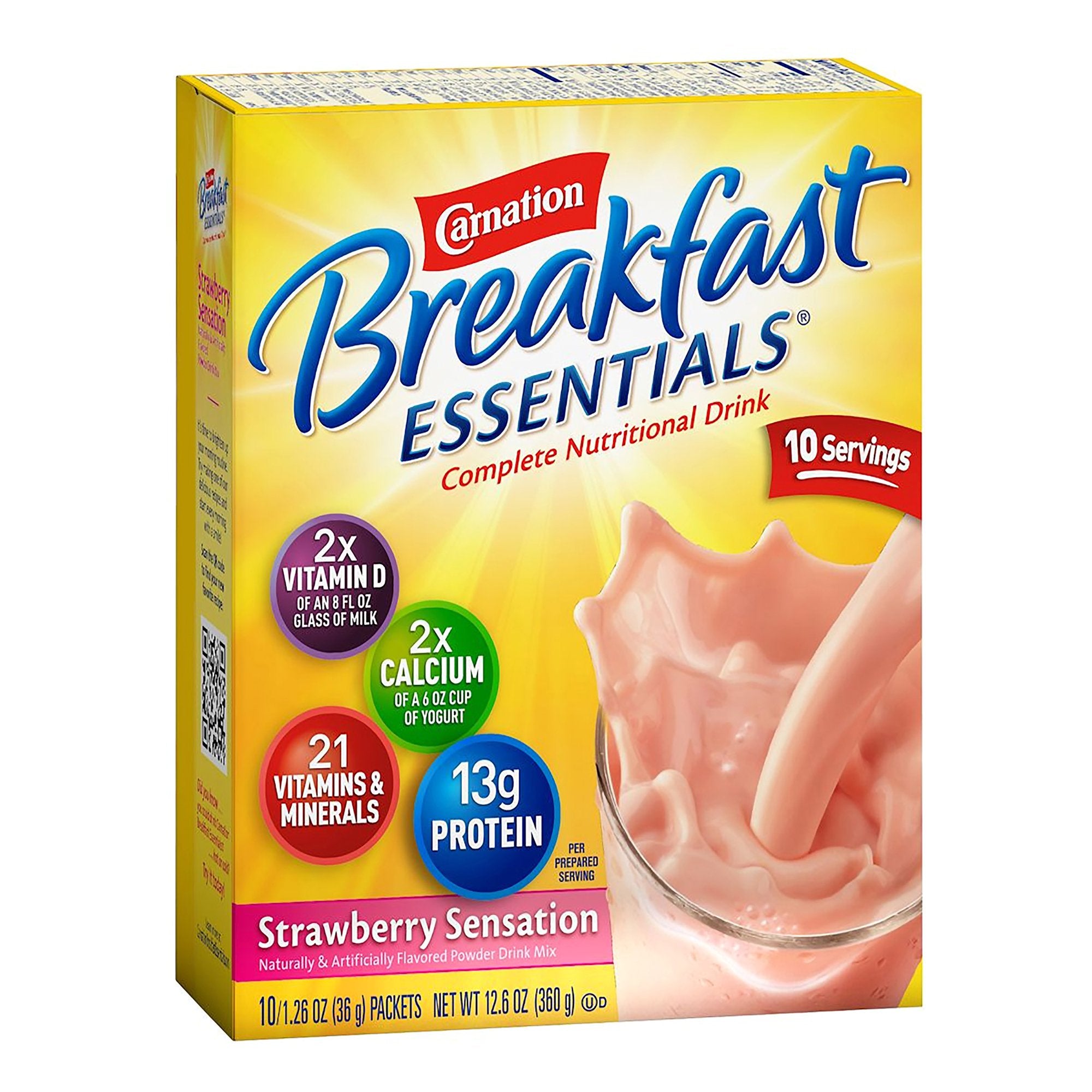 Oral Supplement Carnation Breakfast Essentials Strawberry Sensation Flavor Powder 1.26 oz. Individual Packet, Packaging Type- Box