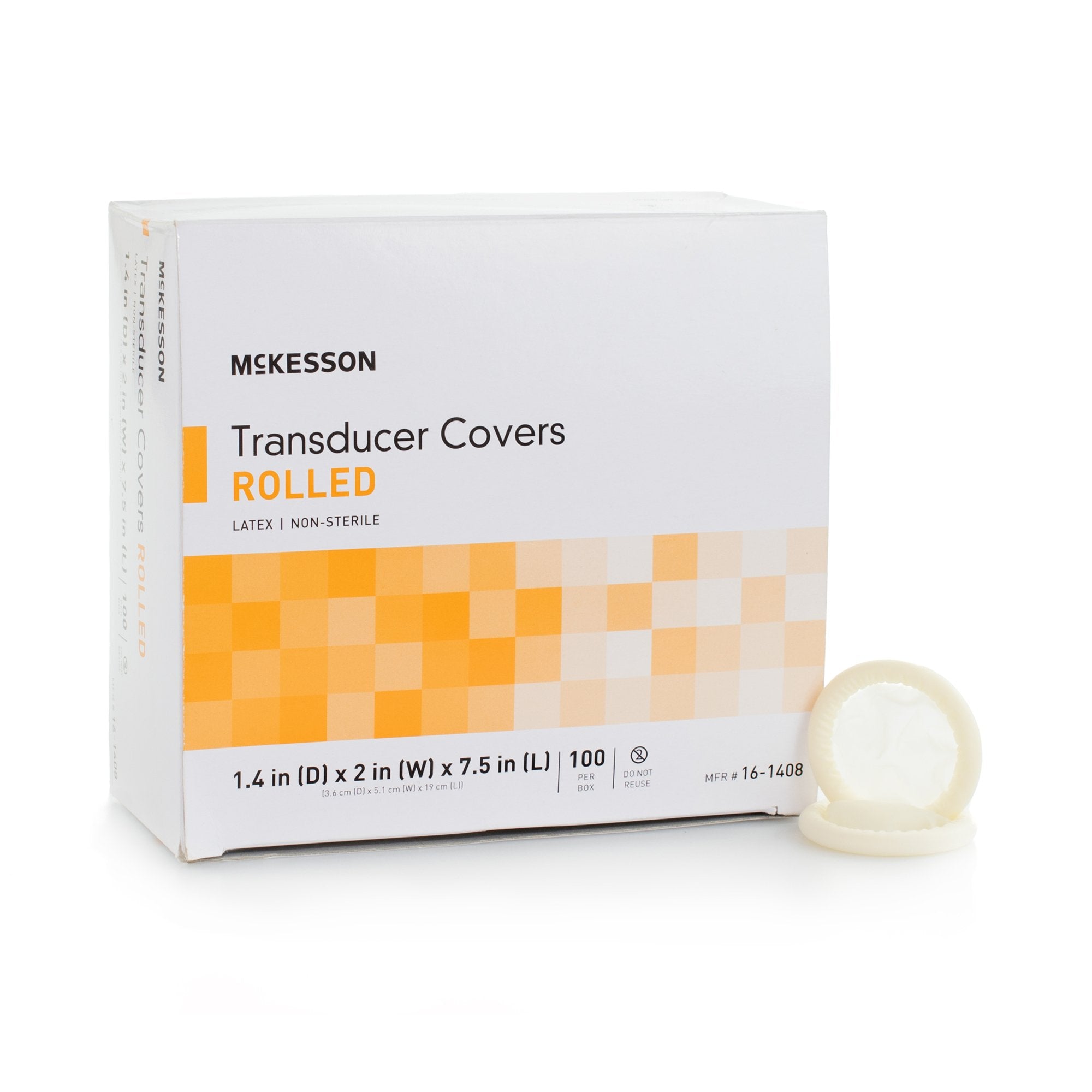 Ultrasound Probe Cover McKesson 1-2/5 X 7-1/2 Inch Latex NonSterile Rolled, Packaging Type- Case