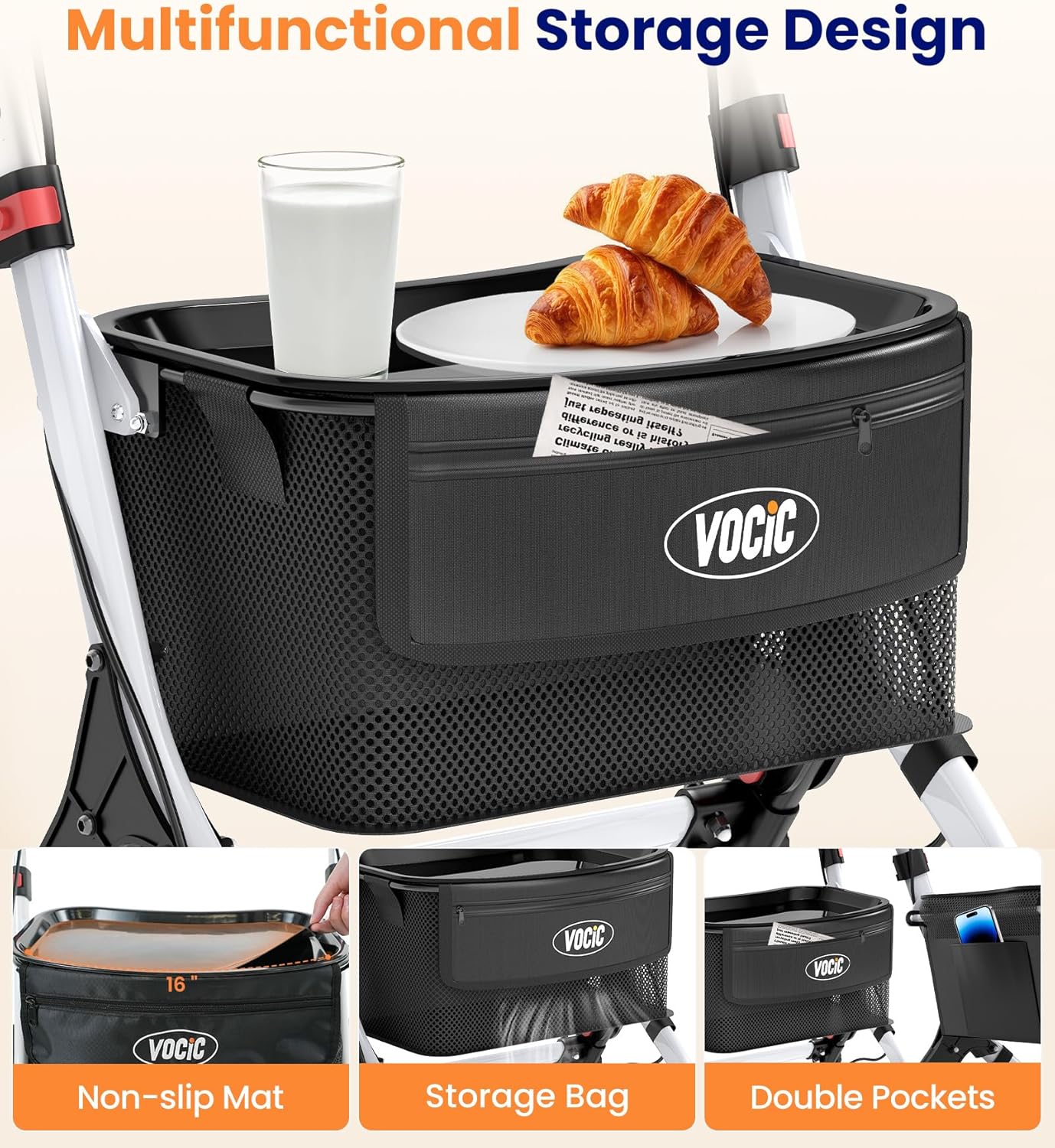 VOCIC Z32 Slim Indoor Rollator | 360 Wheels – Allcare Store
