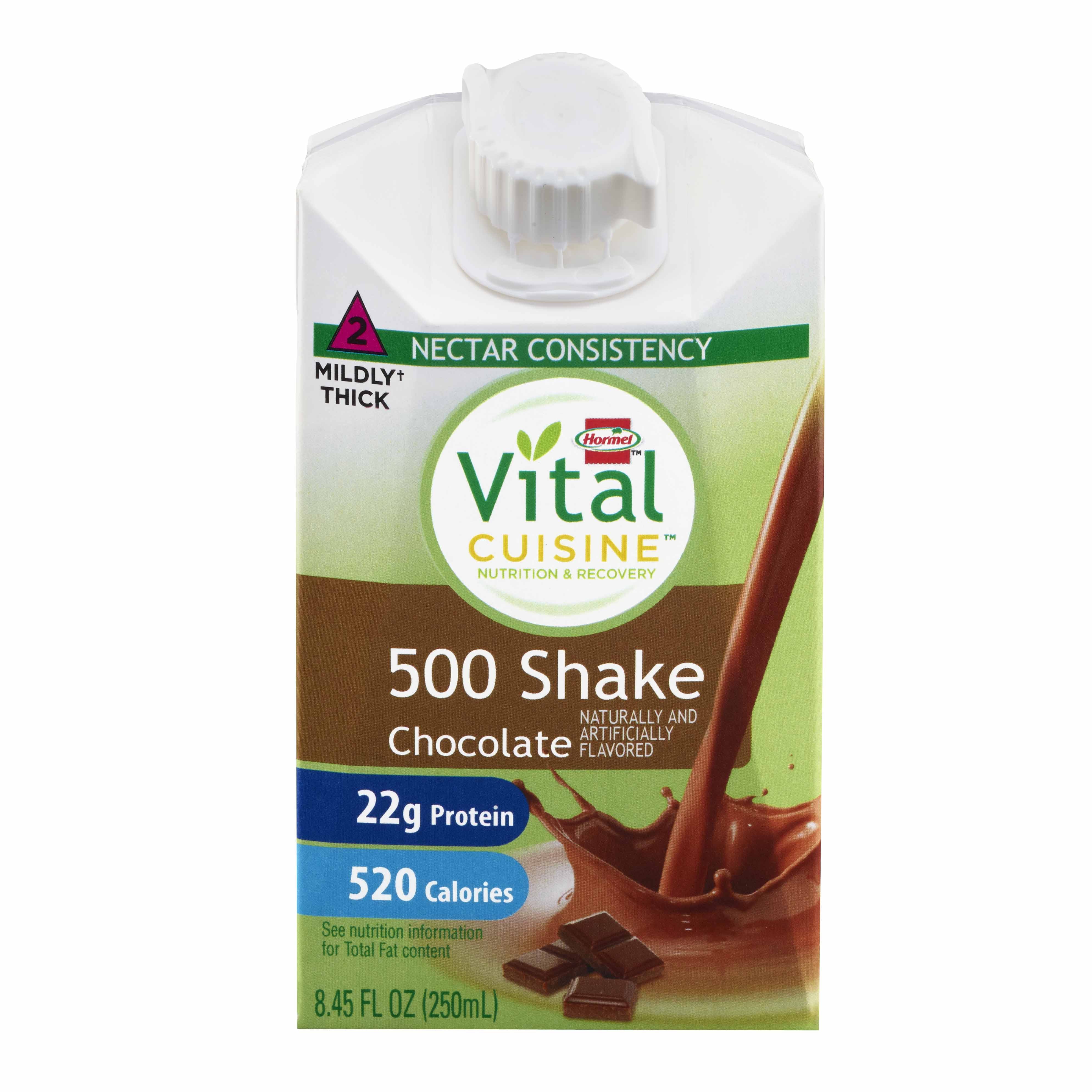 Oral Supplement Hormel Vital Cuisine 500 Shakes Chocolate Flavor Liquid 8.45 oz. Carton, Packaging Type- Case