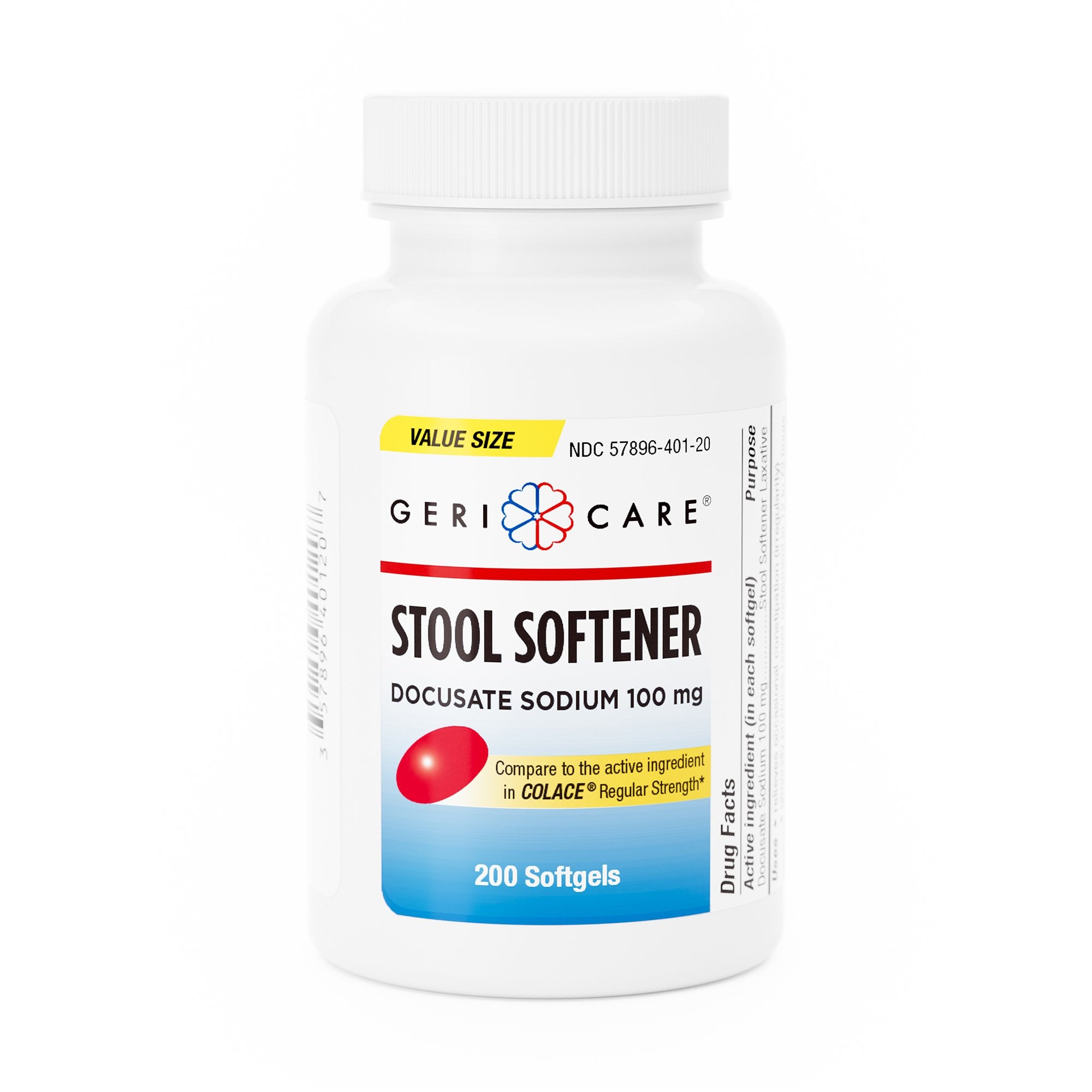 Stool Softener Geri-Care Softgel 200 per Bottle 100 mg Strength Docusate Sodium, Packaging Type- Case