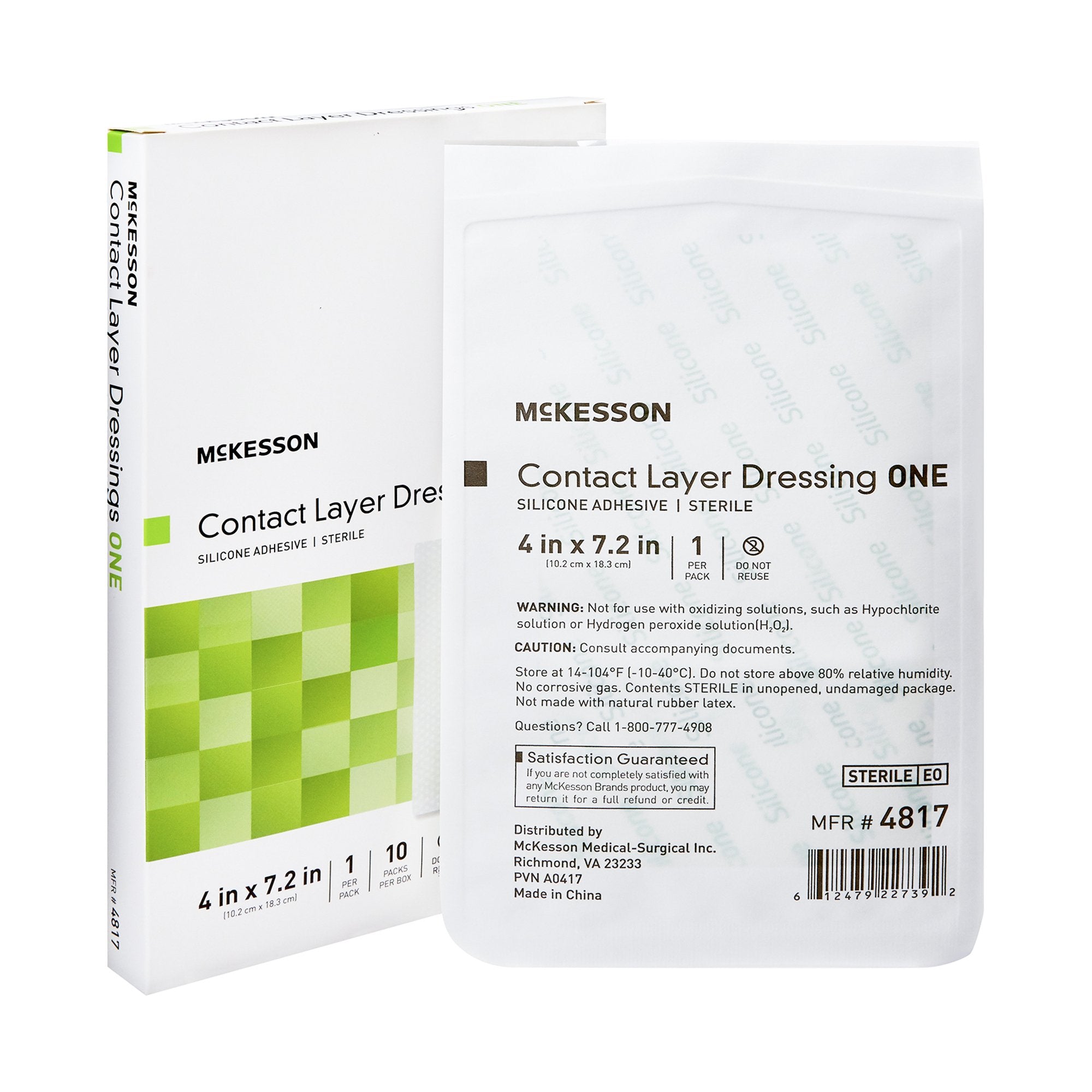 Wound Contact Layer Dressing McKesson 4 X 7.2 Inch Sterile, Packaging Type- Box