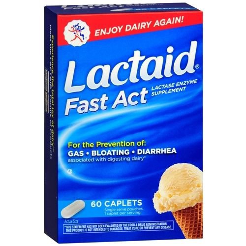 Dietary Supplement Lactaid Fast Act Lactase Enzyme 9,000 FCC Units Strength Tablet 60 per Box, Packaging Type- Box