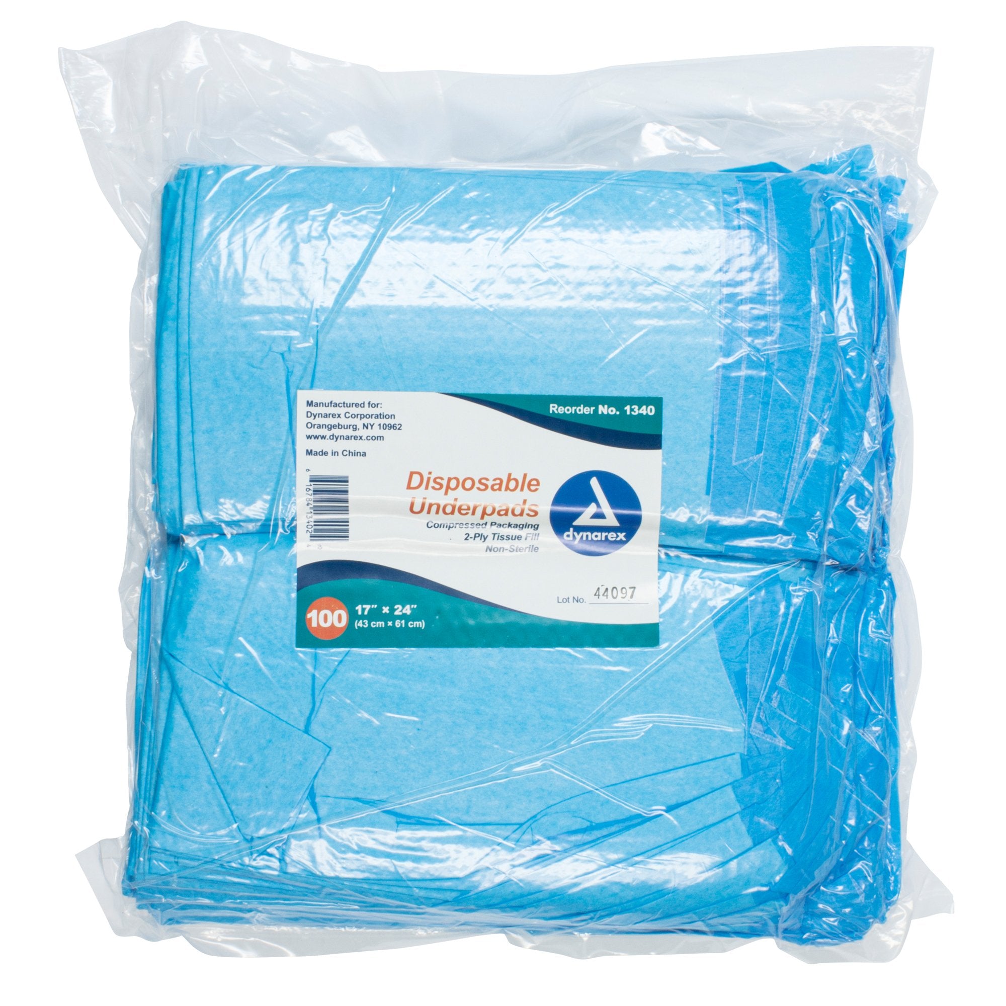 Disposable Underpad Dynarex 17 X 24 Inch Fluff Light Absorbency, Packaging Type- Case