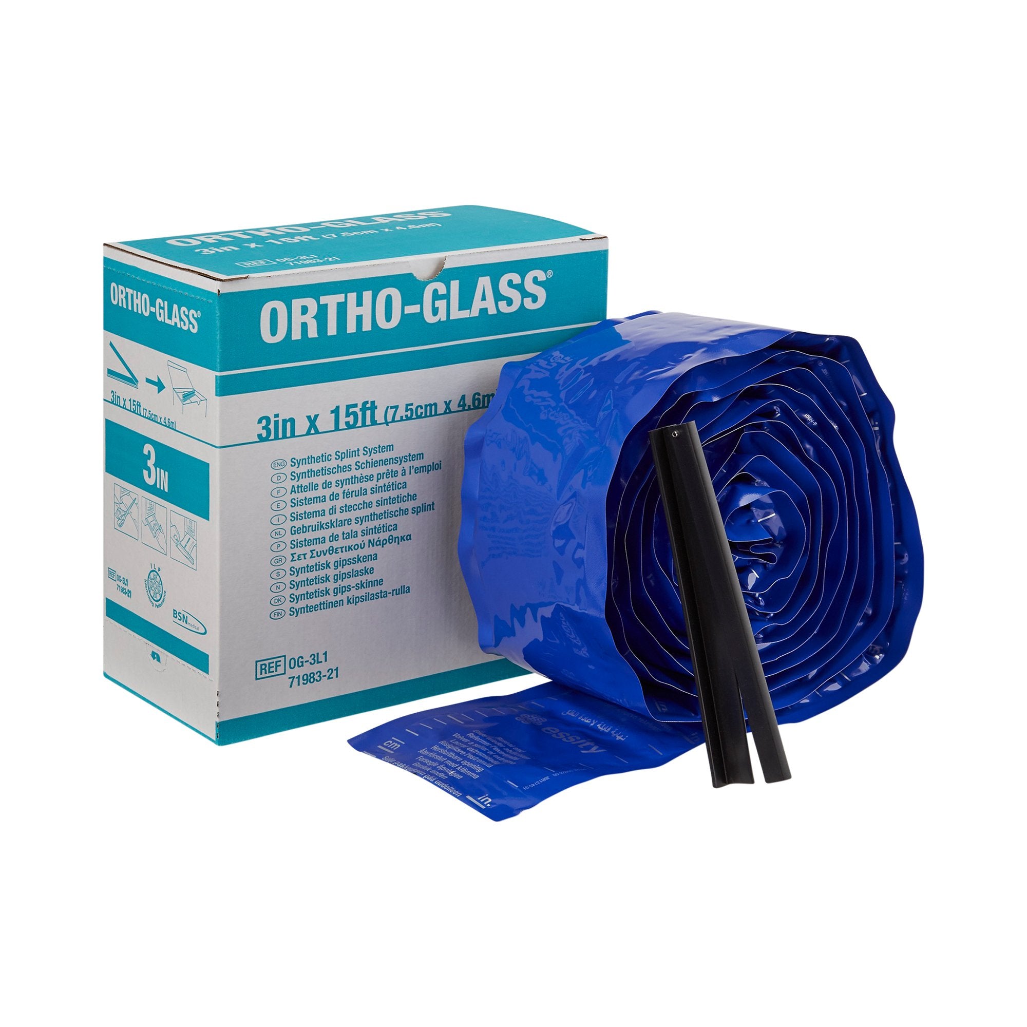 Padded Splint Roll ORTHO-GLASS 3 Inch X 15 Foot Fiberglass White, Packaging Type- Case