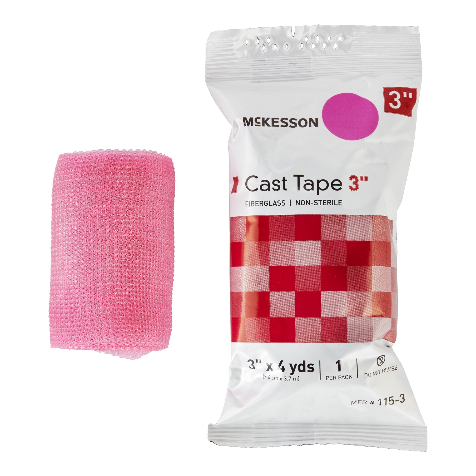 Cast Tape McKesson 3 Inch X 12 Foot Fiberglass Pink