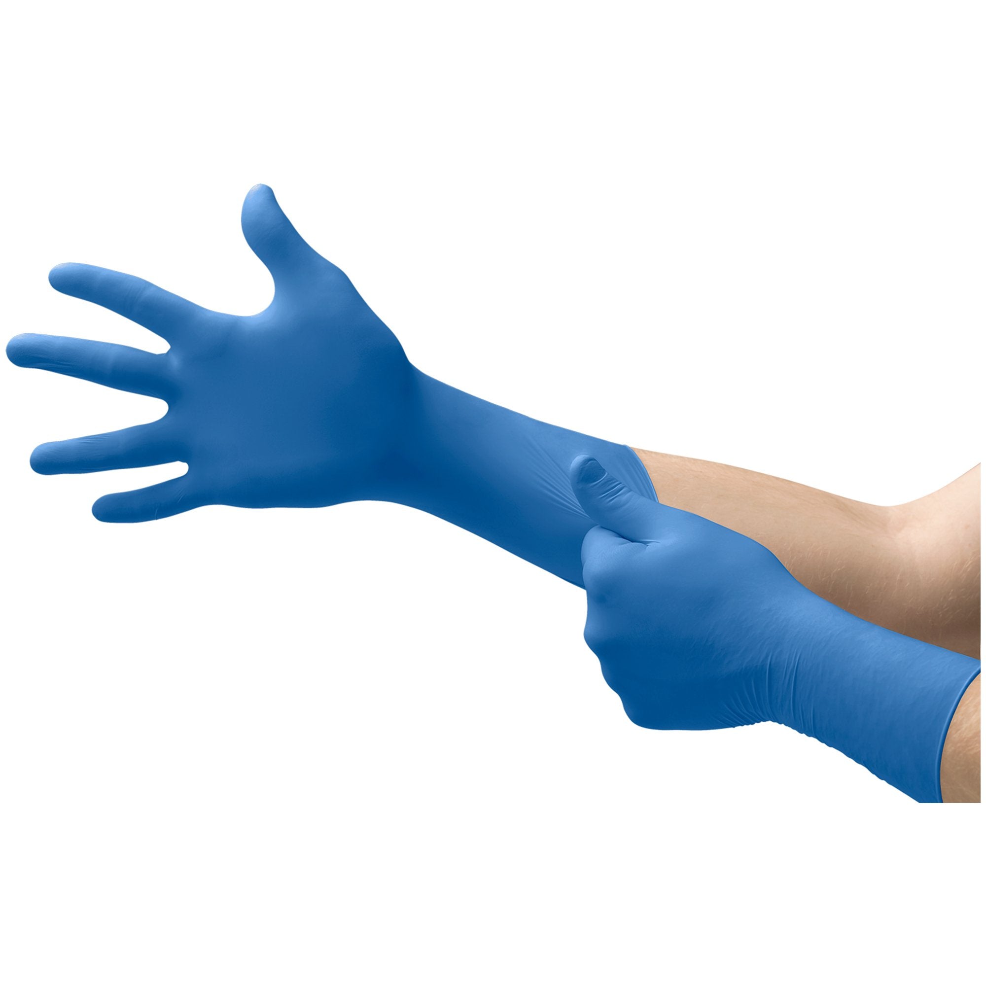 Exam Glove SafeGrip Small NonSterile Latex Extended Cuff Length Textured Fingertips Blue Chemo Tested, Packaging Type- Box